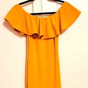 Bodycon Ruffle dress Mustard color